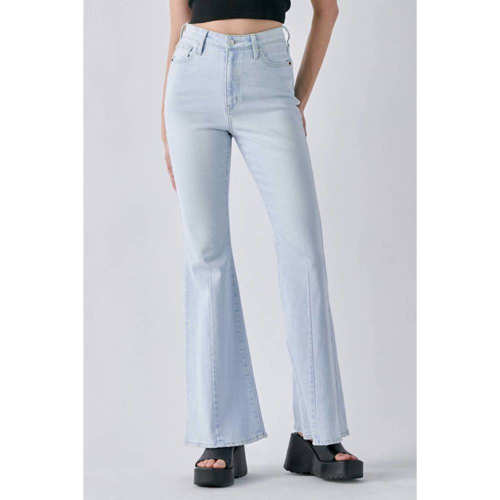 NEW CELLO high rise flare with darts jeans in light denim